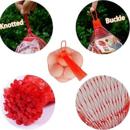 Herbruikbare netzakken - 100 stuks voor winkelen en bewaren van groenten en fruit - rood — thumbnail 2