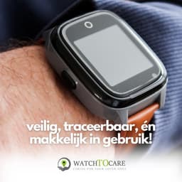 WatchToCare Classic - GPS Tracker - GPS Horloge Ouderen - Alarm Horloge - SOS Horloge - Valdetectie - Alzheimer - Dementie - Alarmknop - Garantie 1 jr - Noodknop - Lebara Sim met €5 tegoed - Géén abonnement nodig - Horloge Band Zwart Leer — thumbnail 1