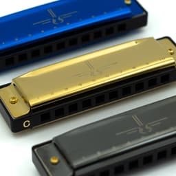Mondharmonica C voor Volwassenen en Kinderen - Instructieblad - Metallic Gold Blues Harp — thumbnail 2
