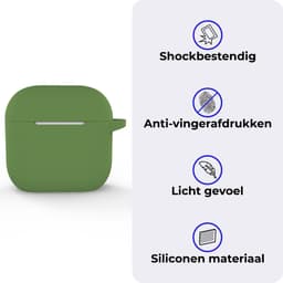 Hoesje - Geschikt voor Apple AirPods 4 - Siliconen Hoes met Clip - Silicone Case Cover - Donkergroen — thumbnail 3