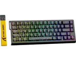 ATTACK SHARK X68HE - Magnetic Switch Wired Gaming Toetsenbord - 66keys - RGB - Side Printed PBT Keycaps - Decorative Lanyard - 8Khz - 0.01mmRT - 0.125ms - Black Contour Line