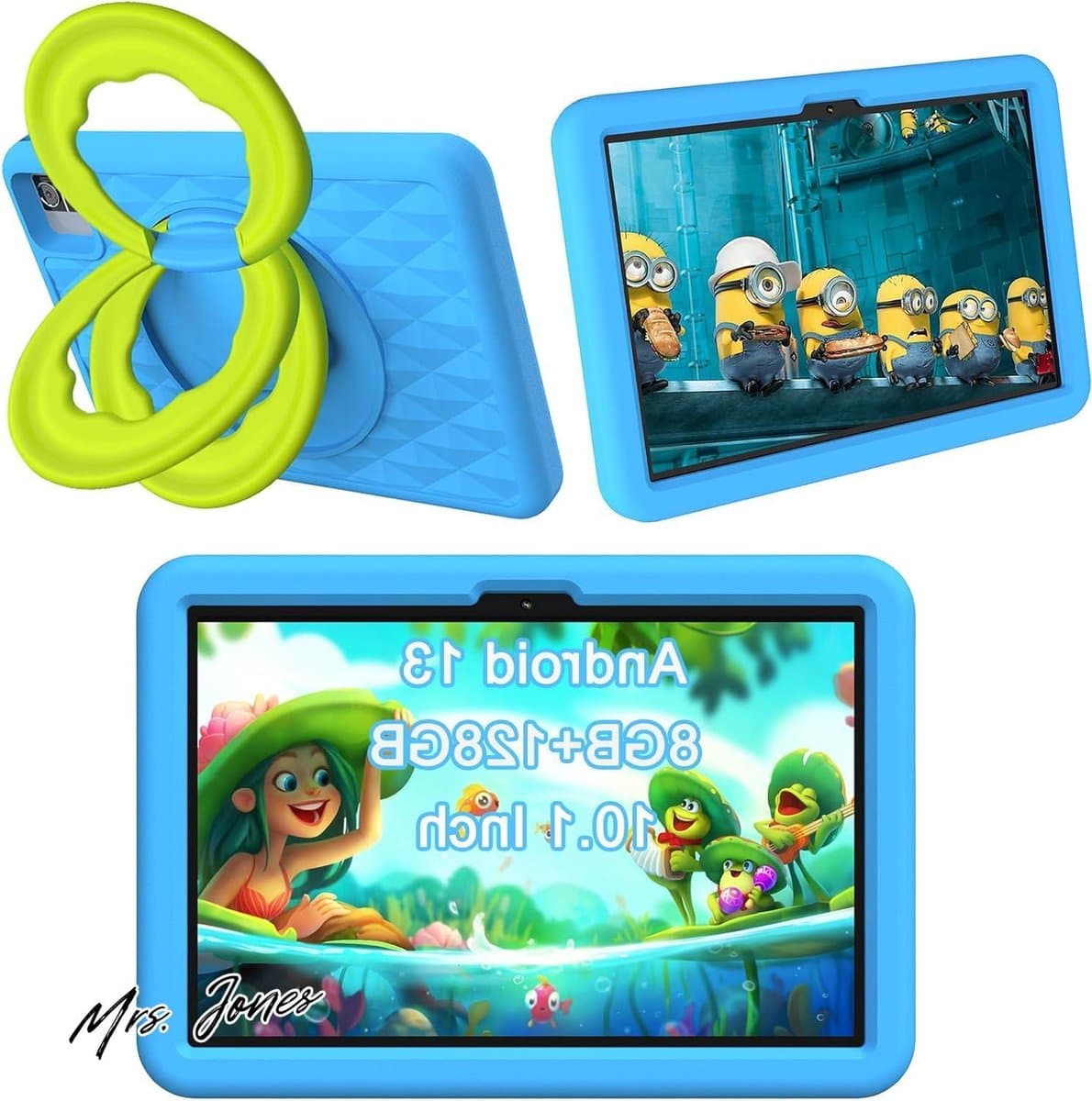 Mrs. Jones 10.1 Inch Kids Tablet Children's Tablet with WiFi Android 13 Tablet 8RAM 128ROM Netflix Educational Tablet with 6000mAh Battery Parental Control Bluetooth Dual Camera-Blue . — afbeelding 1