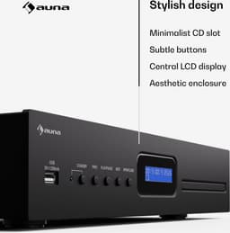 Auna Art22 hifi-cd-speler met slot-in-mechanisme, USB-ingang, cd- en mp3-weergave, afstandsbediening, optische en coaxiale uitgangen – geluidskwaliteit van 3W – zwart — thumbnail 4
