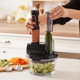 Karaca Mastermaid Prosteel - Keukenrobot 2500W – Glazen Hakmolen 1,5L – Staafmixer, Smoothiebeker, Garde, Rasp & Snijschijven – Zwart/Koper — thumbnail 2