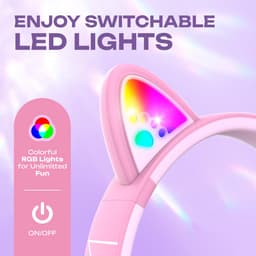 PowerLocus Bobo - Draadloze Koptelefoon voor Kinderen - Bluetooth koptelefoon - 74/85/94dB Volumebegrenzing - Katten Oortjes - Led Verlichting - Roze — thumbnail 2