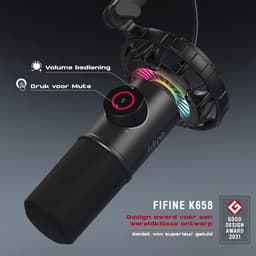 FIFINE K658 - Gaming Microfoon Dynamische - Podcast Streaming PC PS4 PS5 - USB RGB - Zwart — thumbnail 3