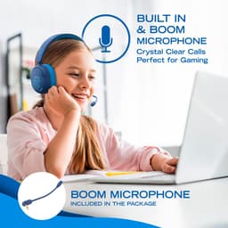 PowerLocus Lion - Koptelefoon kinderen - Kinder Koptelefoon Draadloos - Active Noise Cancelling - Volumelimiet 74/85/94 dB - Boom Microfoon voor Gaming - 70 Uur batterijduur - Blauw — thumbnail 4