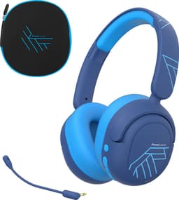 PowerLocus Lion - Koptelefoon kinderen - Kinder Koptelefoon Draadloos - Active Noise Cancelling - Volumelimiet 74/85/94 dB - Boom Microfoon voor Gaming - 70 Uur batterijduur - Blauw — thumbnail 1