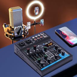 Audio Mixer – Streaming – DJ Draaitafel – DJ Mix Set – Mengpaneel - PC mixer met XLR-microfooninterface - Individuele bediening - Podcast - Opname - Zang – Ruisonderdrukking — thumbnail 3