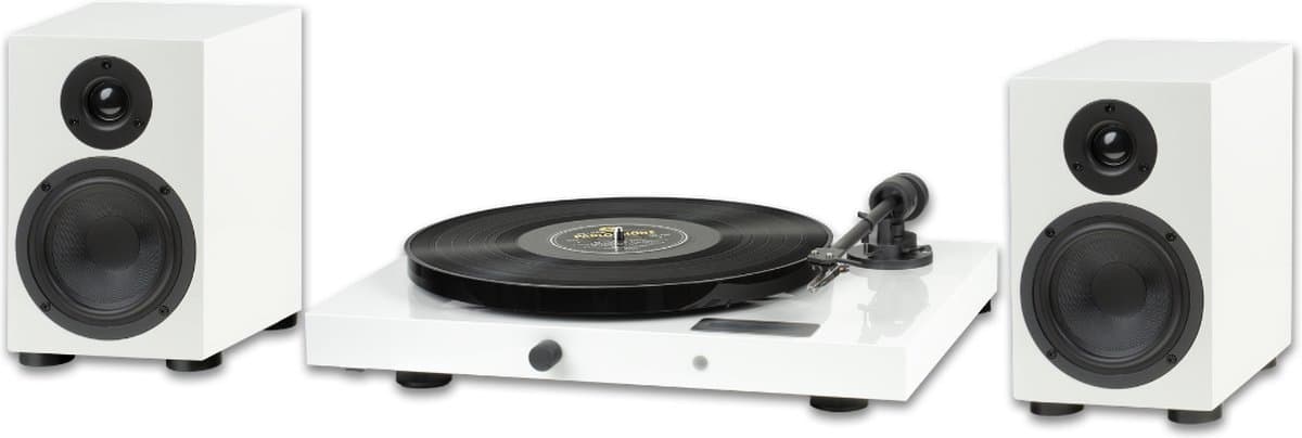 Pro-Ject Jukebox E1 + Speaker Box 5E Set Draaitafel Systeem - Direct Klaar voor Gebruik - Krachtig Helder Geluid - Stijlvol & Compleet Systeem - Wit — afbeelding 1