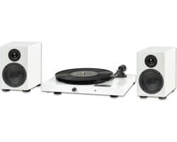 Pro-Ject Jukebox E1 + Speaker Box 5E Set Draaitafel Systeem - Direct Klaar voor Gebruik - Krachtig Helder Geluid - Stijlvol & Compleet Systeem - Wit