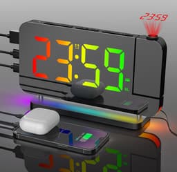 J&D supplies Digitale Wekkerradio - Zwart - Digitale LED klok - Digitale Wekker - Kinderwekker - Wekkerradio kinderen - Wekker met Projectie - Klokradio — thumbnail 5