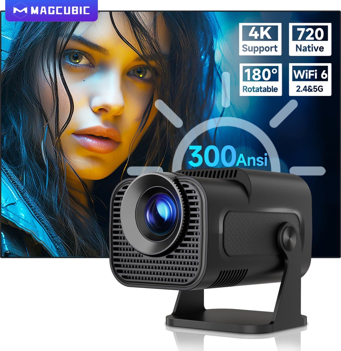Cahaya - Hy320 mini beamer - vernieuwd model - Mini Beamer - mini projector - draagbare beamer - projector / beamer - Geïntegreerd Android 12.0 systeem - Screen mirroring smartphone - Home cinema — afbeelding 1