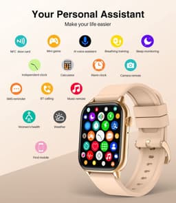 SAMTECH Smartwatch - Heren & Dames – horloge – met HD Touchscreen - Stappenteller, Calorie Teller, Slaap meter – Geschikt voor iOS, Android en meer - Roze — thumbnail 2