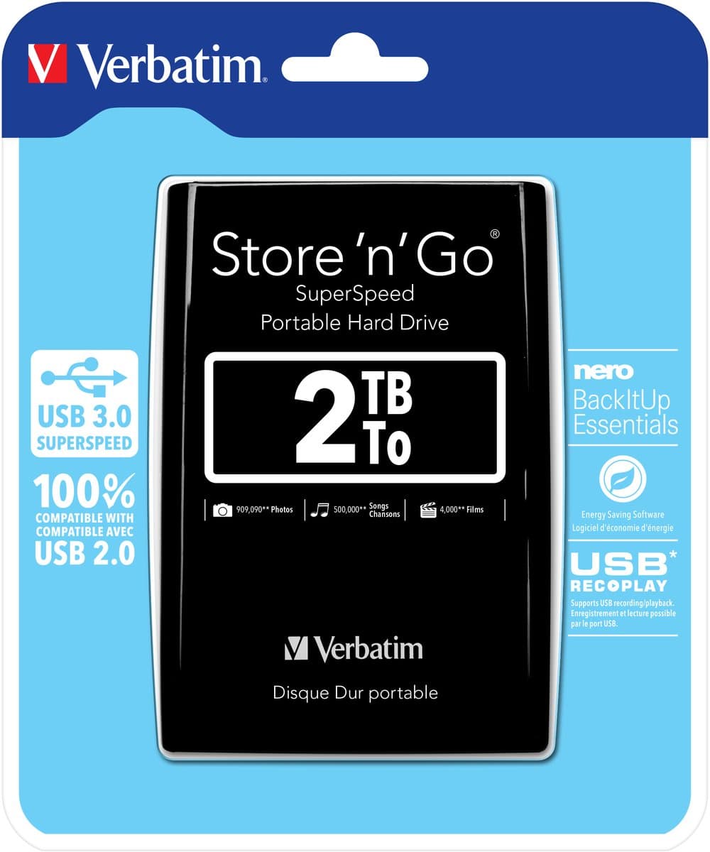 Verbatim – Store 'n' Go 53177 – Externe harde schijf – 2 TB – USB 3.0 — afbeelding 1