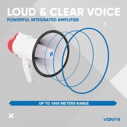 Megafoon met Sirene en Opnamefunctie - Vonyx MEG020 - 20 Watt - 700 Meter Bereik - Polsband — thumbnail 2