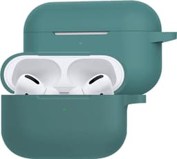 Hoesje Geschikt voor Apple AirPods Pro 2 - Siliconen Hoes met Clip - Silicone Case Cover - Donkergroen — thumbnail 1