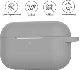 Hoesje - Geschikt voor Apple AirPods Pro 2 - Siliconen Hoes met Clip - Silicone Case Cover - Grijs — thumbnail 3