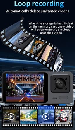 TechU™ Dashcam Camera – M52 Zwart – 2 Inch Scherm Full HD 1080P – 2 Camera's: Voor & Binnen – Dashboardcamera – G-sensor – Nachtvisie – Loop recording – Bewegingssensor – Parkeermodus — thumbnail 4
