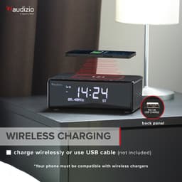 Wekkerradio DAB - Audizio Cuneo - Bluetooth wekkerradio met draadloze oplader — thumbnail 4