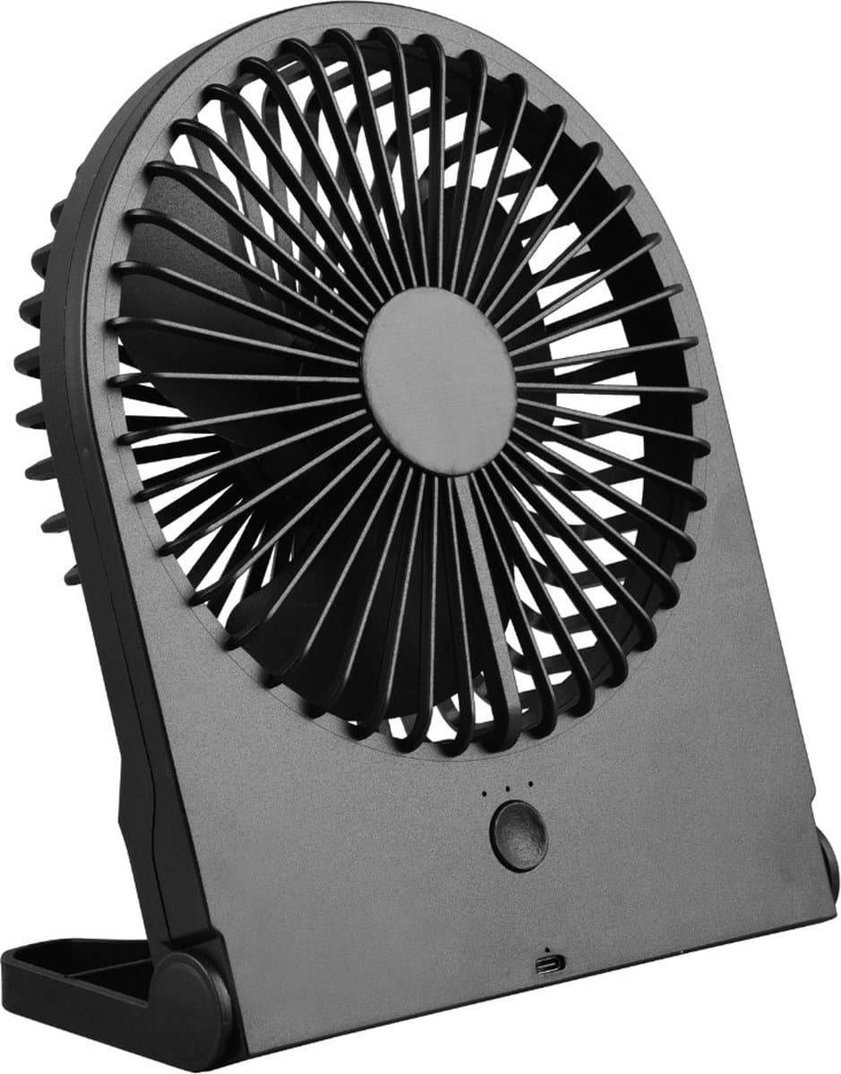 Trio Leuchten - Tafelventilator Breezy - Draadloos - Hoogte 23 cm - Accu oplaadbaar - 3 snelheden - Bureau ventilator - zwart — afbeelding 1