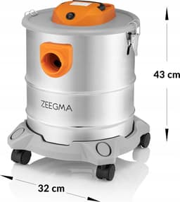 Zeegma Zonder PRO ASH - Stofzuiger voor as en puin - 1600 W - 20L - industriële stofzuiger - roestvrijstalen container - HEPA-filter - blaasfunctie 5 m snoer — thumbnail 2