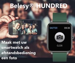 Belesy® HUNDRED - Smartwatch Dames - Smartwatch Heren - Horloge - 1.3 inch - Kleurenscherm - Full Touch - Stappenteller - Multi Sport - 100+ Watchfaces - Siliconen - Panterprint - Moederdag — thumbnail 5