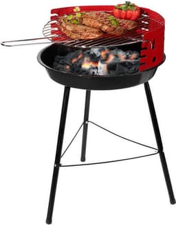 Houtskoolbarbecue Ø36 cm | Verstelbare Grill BBQ | Halfopen | BBQ | Zwart / Rood — thumbnail 1