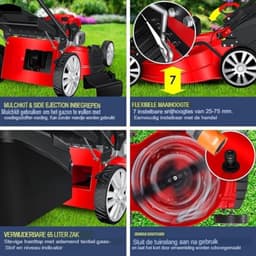 Grasmaaier benzine zelfrijdend - Grasmaaier benzine zelftrekkend - 4-taktmotor - Schnittbreite 55cm/Rood - Zwart — thumbnail 3