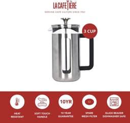 La Cafetière Pisa koffiezetapparaat van glas met roestbestendig, geborsteld stalen frame — thumbnail 2