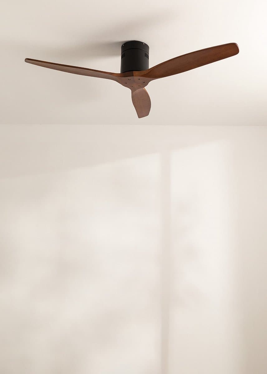 CREATE - Plafondventilator 40W silent Ø132 cm - Controller voor wandmontage - afstandsbediening - Zwart Donker Hout- WIND CALM — afbeelding 1