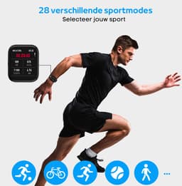 FOXLY® Smartwatch X12 HD Touchscreen Zwart - Stappenteller - Bloeddrukmeter - Saturatiemeter - Android - iOS - Heren, dames en kinderen — thumbnail 2