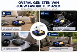 Quavitec Draagbare CD Speler met Oordopjes - Bluetooth 5.3 - Portable Discman met Ingebouwde Speaker - CD / CD-R / CD-RW - MP3 Speler - 3.5 MM AUX - Walkman voor in de Auto — thumbnail 3