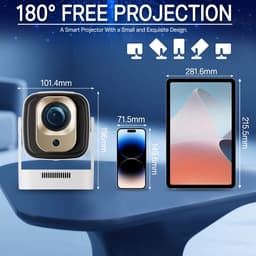SnelShoppen - Draagbare Beamer 1080p Mini-Projector 4K Wifi 6 Android 11 200 ANSI Externe Luidspreker Bluetooth 5.4 HDMI Thuisbioscoop Voor Feest Camp — thumbnail 5