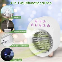 Mobiele airconditioner - Ventilator - 4-in-1 draagbare desktop aircooler - USB oplaadbare luchtkoeler met waterverneveling - 3 windsnelheden - LED Verlichting - geschikt voor slaapkamer - auto - caravan en camping - sproeistanden — thumbnail 4