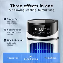 Mini Airco - Ventilator Koeler - Persoonlijke Verkoeling - Stille Werking - 300 ml Tank - Wit — thumbnail 2