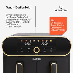 Heteluchtfriteuse - Airfryer - Gezond Koken - Twee Compartimenten - 11 Liter - Zwart Goud — thumbnail 2