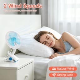 1 Clipventilator - 2 Windsnelheden - 23×33×11 cm - 3 Ventilatorbladen - Voorzien van een veilige clip - 3 meter snoer met afstandsbediening en timer - Geschikt voor bureaus, kantoren, slaapkamers, reizen, buiten en kamperen — thumbnail 2