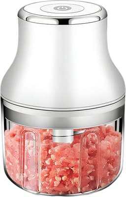 Elektrische Keukenmachine - Groentehakker Hakmachine - Snel Ingrediënten Snijden - Draadloos Oplaadbaar - 250 ml - Wit — thumbnail 1