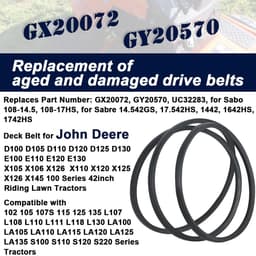 Dailygoods- Grasmaaier Riem Vervanging - Onderdeelnummer GX20072/GY20570 - Geschikt voor John Deere 42" - 100/ D100/ E100/ L100/ LA100 Serie - Hoogwaardige Materiaalcombinatie - Maaier — thumbnail 2