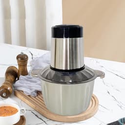 Elektrische Keukenmachine - Compacte Hakker - Maaltijd Voorbereiding - Dubbellaags 4-messensysteem - 2L Capaciteit - Zilverkleurig — thumbnail 4