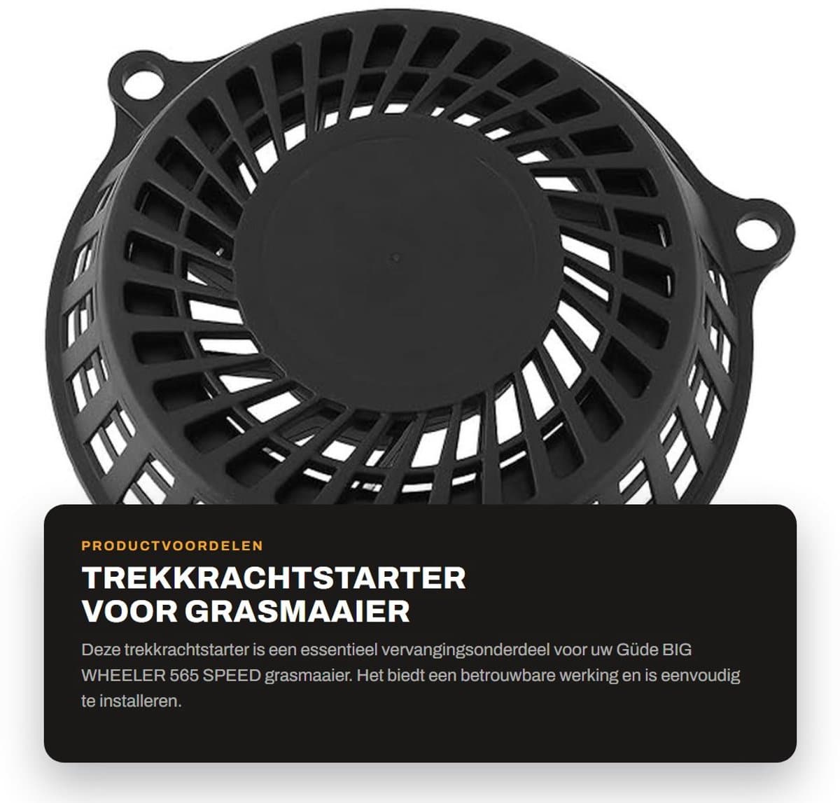 Dailygoods- Trekkrachtstarter Compatibel met Güde BIG WHEELER 565 SPEED - Terugslagstarter - Gatafstand 170 mm - Slagvast Kunststof - Roestvrij Staal - Duurzaam Touw - Startmotor — afbeelding 1
