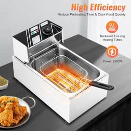 Elektrische Friteuse - Olie Frituur - Thuis Frituren - Traploze Temperatuur - 6 Liter Inhoud - Zilver — thumbnail 3