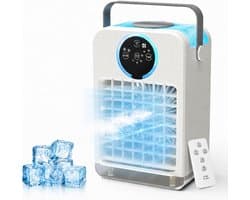 Luchtkoeler, Verdamper Mistventilator met 2-8 uur timer, 700ML Watertank, Draagbare Airconditioner, 3 Windsnelheden en 2 Miststanden, Persoonlijke Mini-conditioner voor Thuiskantoor Buiten - wit
