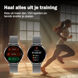 Synyq Liva AMOLED Smartwatch Dames – 40mm – 3 Bandjes - Horloge Dames – Stappenteller - Sporthorloge Dames - Hartslagmeter - Bloeddrukmeter - Slaapmonitor - Geschikt voor iOS/Android - Black — thumbnail 3