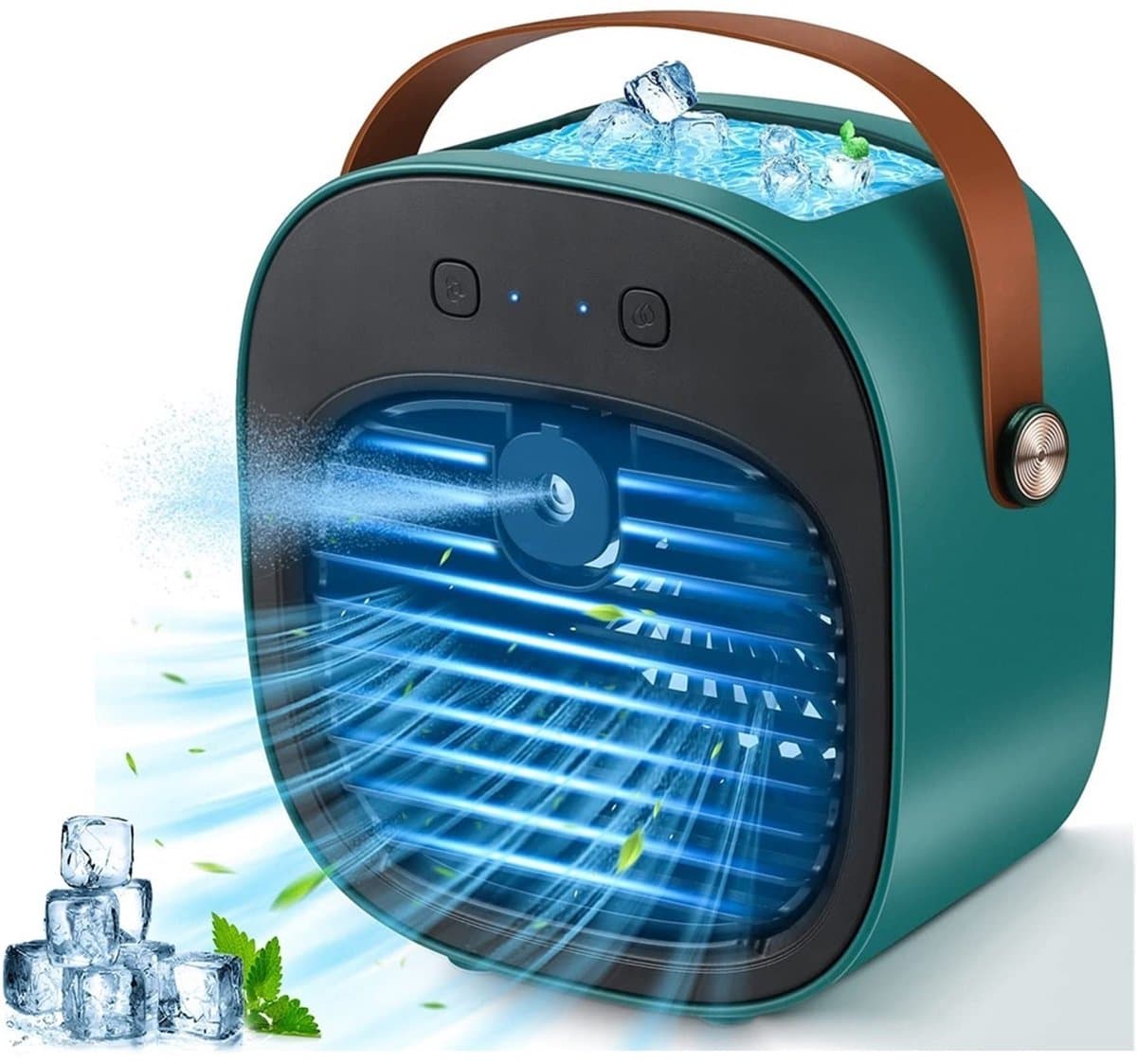 Draagbare mini-luchtkoeler (draadloos) – USB-oplaadbare ventilator – Draagbare airco voor slaapkamer, camping en auto – Eenvoudig in gebruik — afbeelding 1