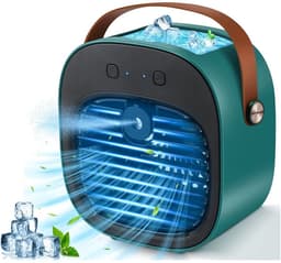 Draagbare mini-luchtkoeler (draadloos) – USB-oplaadbare ventilator – Draagbare airco voor slaapkamer, camping en auto – Eenvoudig in gebruik — thumbnail 1