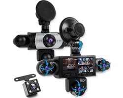 Dashcam voor auto - Zwart - 3,16 inch IPS-scherm - 5 Camera's FHD 1080P met Nachtzicht en Parkeerbewaking