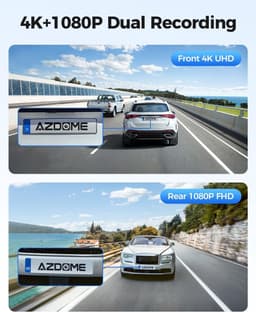 Dashcam voor auto - Zwart - 4K Front en 1080p Achtercamera - WiFi GPS met ADAS en Nachtzicht - Voor Veilig Rijden — thumbnail 2