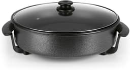 Multicooker - Roestvrij Staal - Ø 40 cm - Elektrische Pan met Thermostaat en Glazen Deksel - Voor Gezellig Koken en Bakken — thumbnail 1